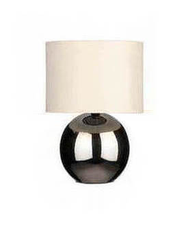 Chrome and Ceramic Table Lamp with Beige Shade.